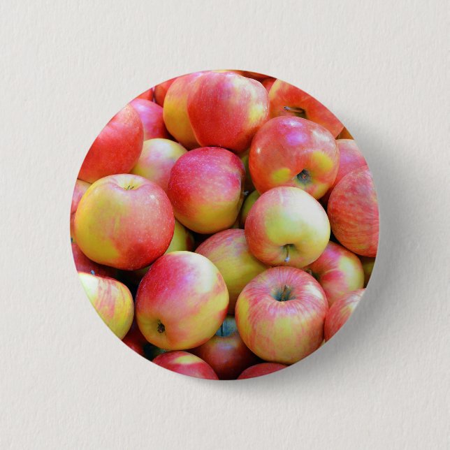 Fresh red and yellow apples 2 inch round button (Front)