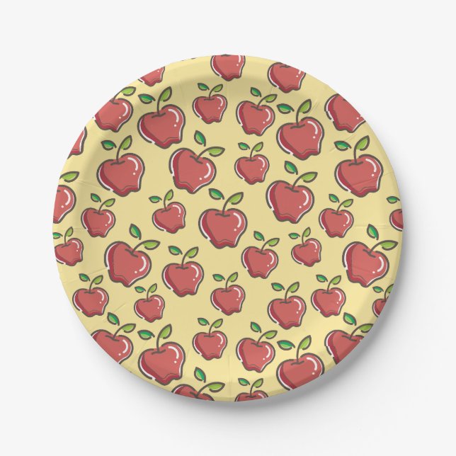 Fresh Red Apple Paper Plates (Front)