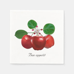 Fresh Red Apples on White Napkins
