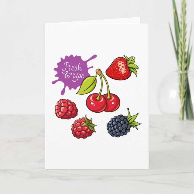 Fresh Red Berries and Cherries Card (Front)