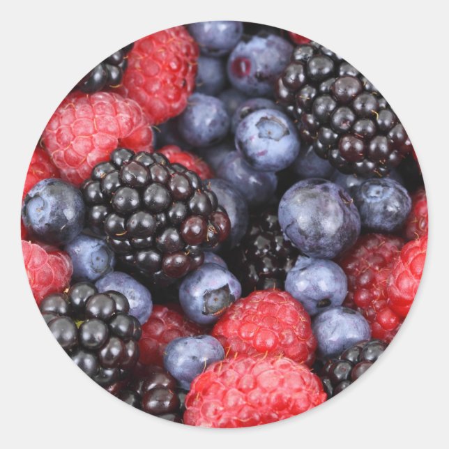 Fresh Red Blue and Purple Berries Classic Round Sticker (Front)