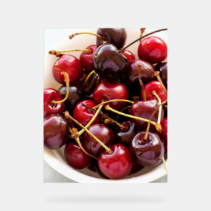 Fresh Red Cherries in a Bowl Photograph Acrylic Sign