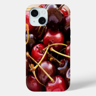 Fresh Red Cherries in a Bowl Photograph iPhone 15 Case