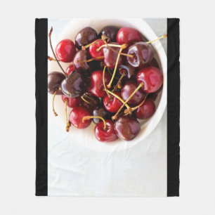 Fresh Red Cherries in a Bowl Photograph Fleece Blanket