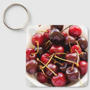 Fresh Red Cherries in a Bowl Photograph Keychain