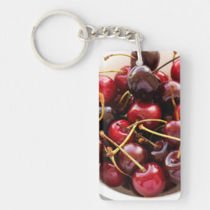 Fresh Red Cherries in a Bowl Photograph Keychain