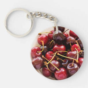 Fresh Red Cherries in a Bowl Photograph Keychain