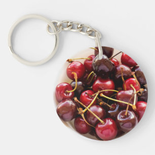 Fresh Red Cherries in a Bowl Photograph Keychain
