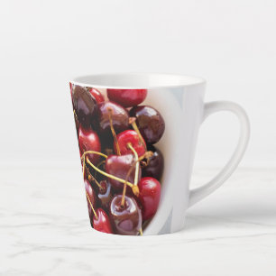 Fresh Red Cherries in a Bowl Photograph Latte Mug