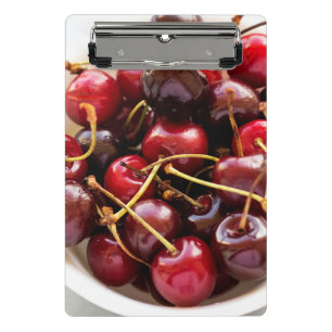 Fresh Red Cherries in a Bowl Photograph Mini Clipboard