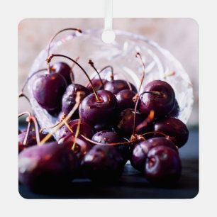 Fresh Red Cherries Photograph Metal Ornament