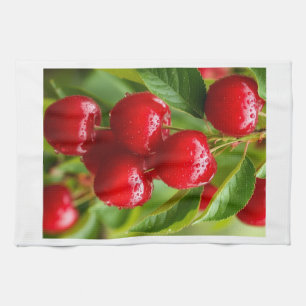Fresh Red Cherries Sherpa Throw Kitchen Towel