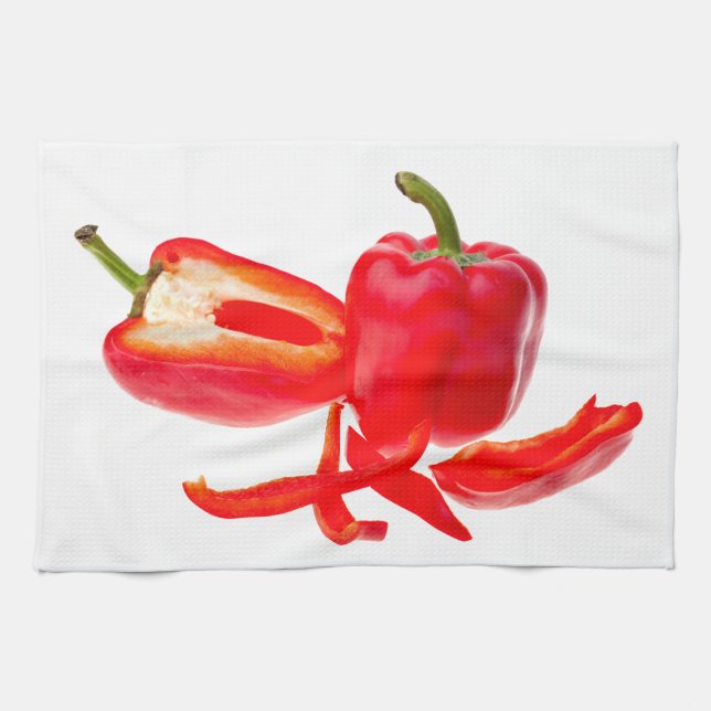 Fresh red pepper photo with text kitchen towel (Horizontal)