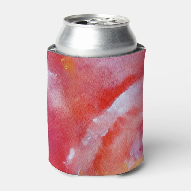 Fresh Red Pink Watercolor Art Custom Can Cooler (Can Front)