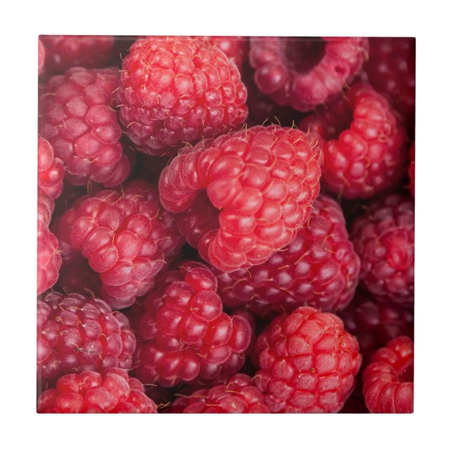 Fresh red raspberries tile (Front)
