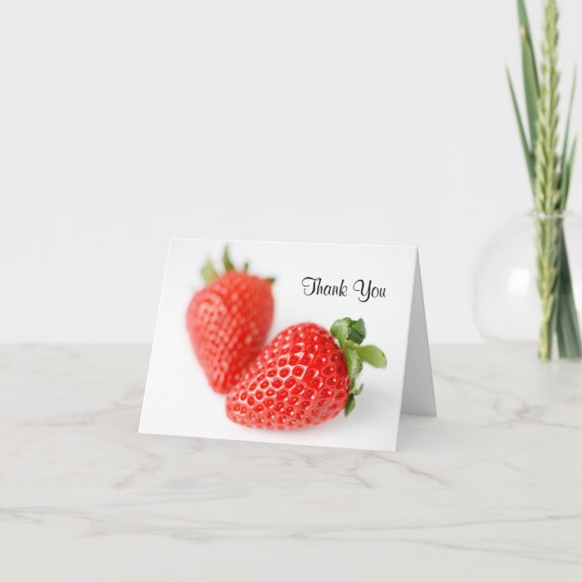 Fresh Red Strawberries Thank You Card (Front)