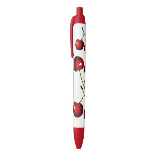 Fresh Red Sweet Cherries Blue Ink Pen
