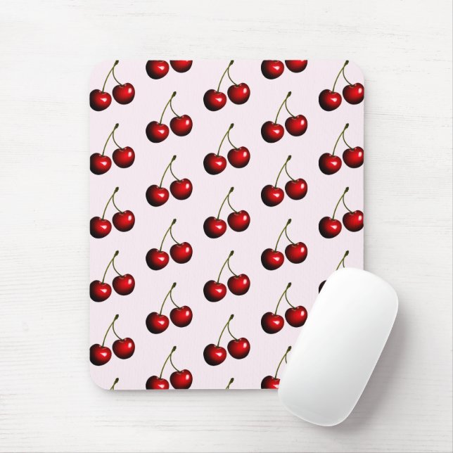 Fresh Red Sweet Cherries Mouse Pad (With Mouse)