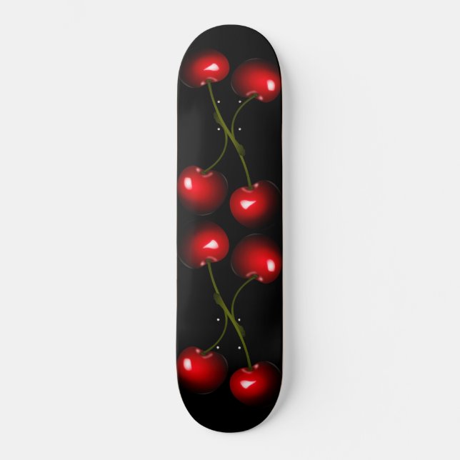 Fresh Red Sweet Cherry Skateboard - Your Colours (Front)