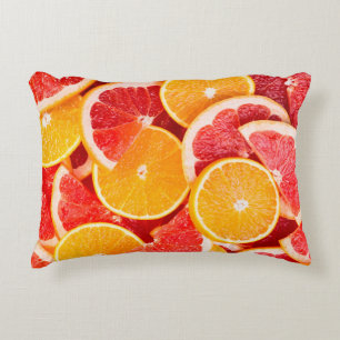 Fresh ripe orange and grapefruit backgroundbackgro accent pillow