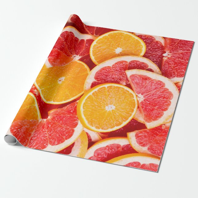 Fresh ripe orange and grapefruit backgroundbackgro wrapping paper (Unrolled)