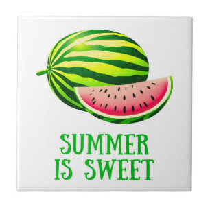 Fresh, Ripe Watermelon with Summer Vibes Tile
