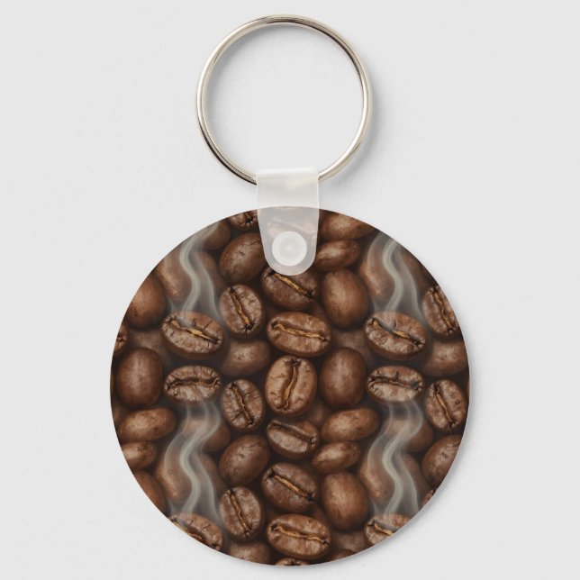 Fresh Roasted Coffee Beans Steam Aroma Keychain (Front)