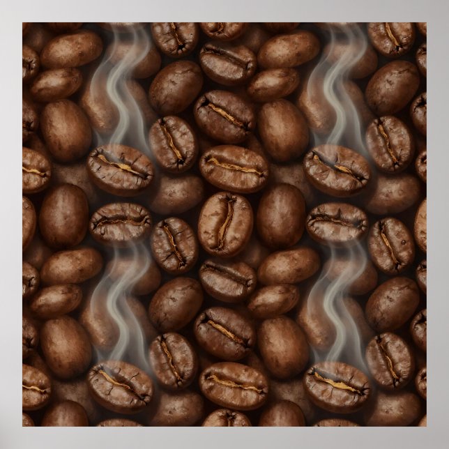 Fresh Roasted Coffee Beans Steam Aroma Poster (Front)