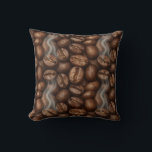 Fresh Roasted Coffee Beans Steam Aroma Throw Pillow<br><div class="desc">Hyper-realistic close-up of perfectly roasted coffee beans with gentle swirls of warm steam rising,  capturing that irresistible morning aroma in visual form. Rich brown tones,  glossy textures and delicate vapor trails create an intense,  comforting coffee-lover’s dream.</div>