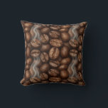 Fresh Roasted Coffee Beans Steam Aroma Throw Pillow<br><div class="desc">Hyper-realistic close-up of perfectly roasted coffee beans with gentle swirls of warm steam rising,  capturing that irresistible morning aroma in visual form. Rich brown tones,  glossy textures and delicate vapor trails create an intense,  comforting coffee-lover’s dream.</div>