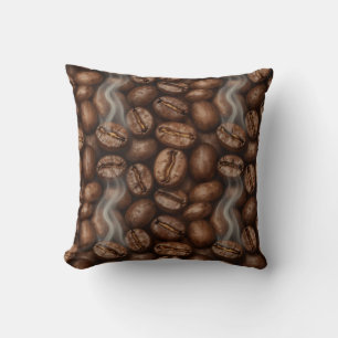 Fresh Roasted Coffee Beans Steam Aroma Throw Pillow
