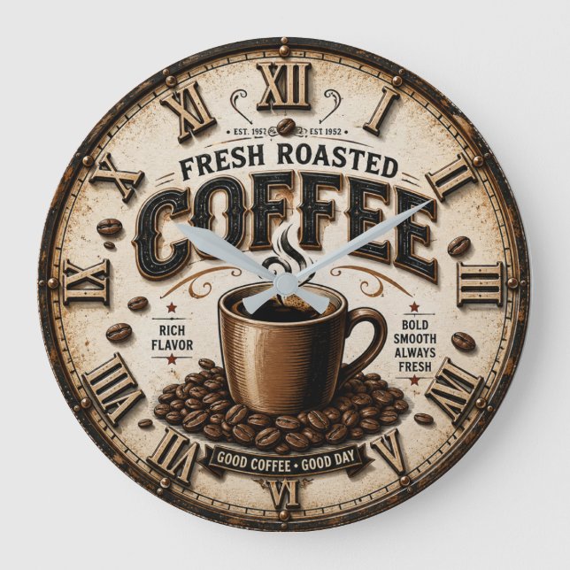 Fresh Roasted Coffee  Large Clock (Front)