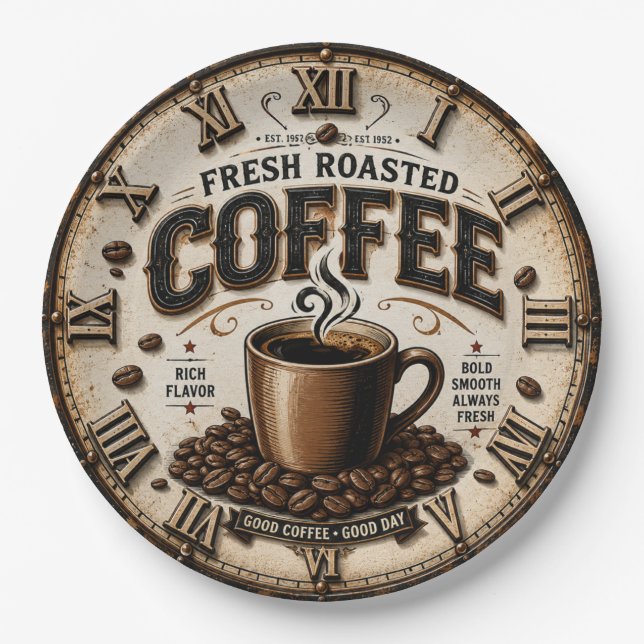Fresh Roasted Coffee  Paper Plate (Front)