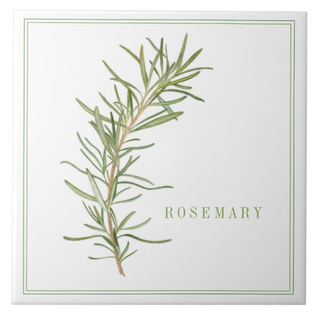 FRESH ROSEMARY 6x6 Ceramic Tile (+text) (Front)