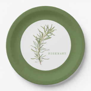 FRESH ROSEMARY 9" Round Paper Plates - Green