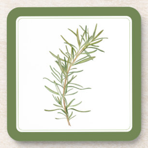 FRESH ROSEMARY Hard Plastic Coaster (-text) Green