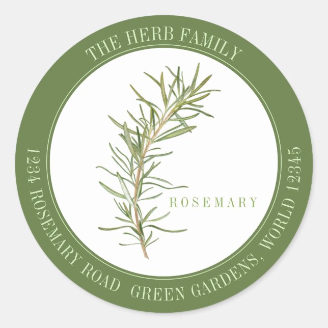 FRESH ROSEMARY Large Round Envelope Seals - Green (Front)