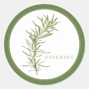 FRESH ROSEMARY Large Round Stickers (+text) Green