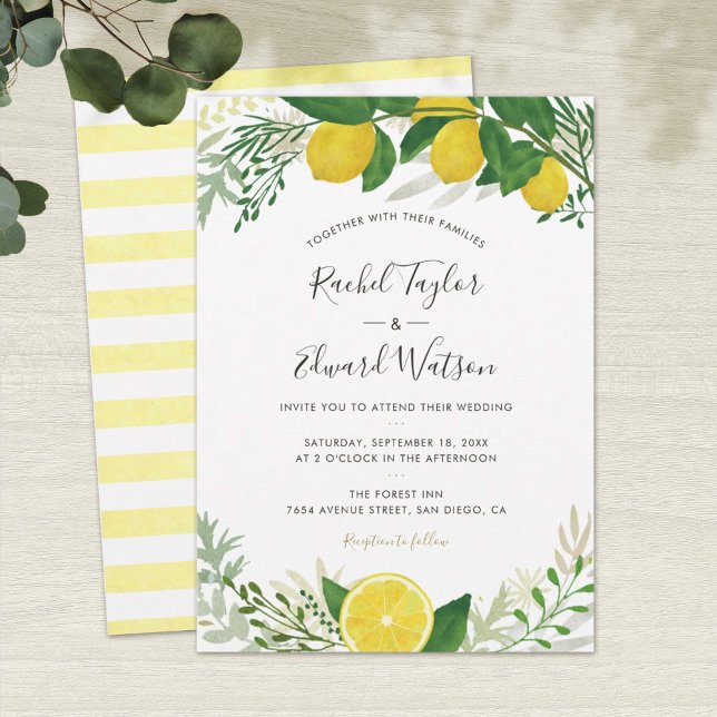 Fresh & Rustic Lemon Wedding Invitation (Creator Uploaded)