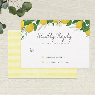 Fresh & Rustic Lemon Wedding RSVP Card