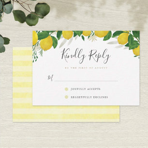 Fresh & Rustic Lemon Wedding RSVP Card