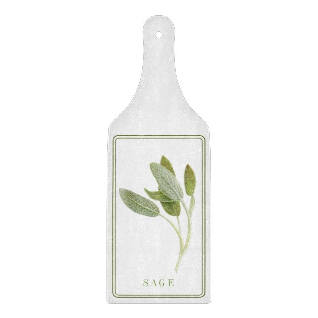 FRESH SAGE Glass Cutting Board Paddle (Front)