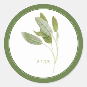 FRESH SAGE Large Round Stickers (+text) Green