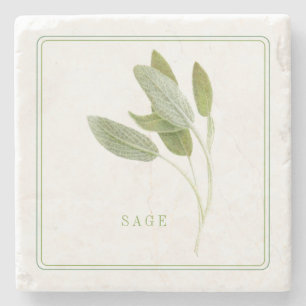 FRESH SAGE Marble Stone Coaster (+text)