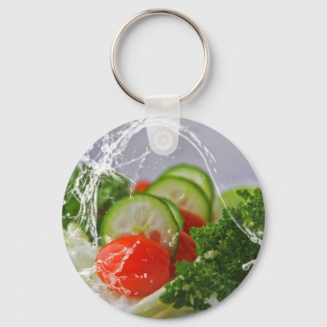 Fresh Salad Cucumber Tomato Keychain (Front)