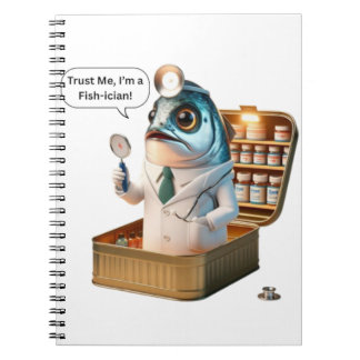 Fresh Sardine Doctor Fish-ician Cartoon Art Notebook