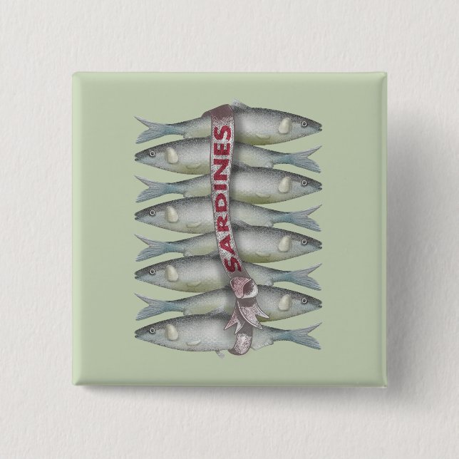 Fresh Sardines 2 Inch Square Button (Front)