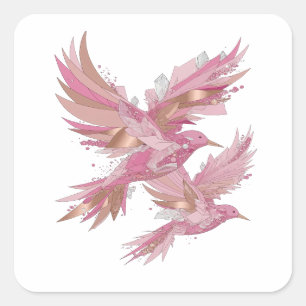 Fresh Silver CRYSTAL BIRDS Craft Sticker