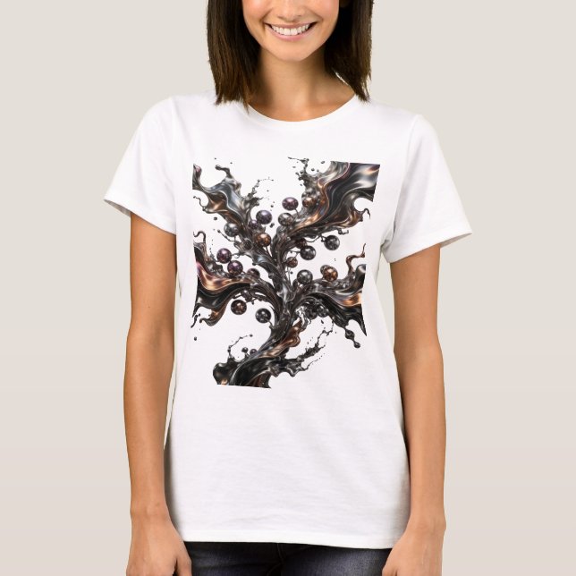 Fresh Silver METALLIC BLOOM Print T-Shirt (Front)