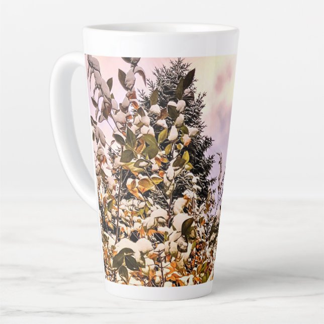 Fresh Snow On Coloured Leaves Latte Mug (Left Angle)